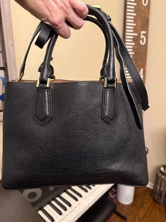 Michael Kors Black Pebbled Leather Satchel Crossbody Bag Purse - Picture 4 of 16